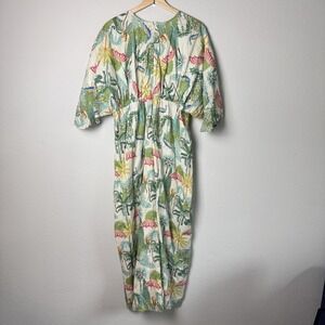 Beau & Ro Dress Womens Size Medium Flutter Maxi Tropical Unique Resort Vaca
